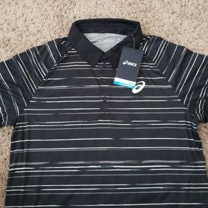 Asics Mens Polo Black Striped